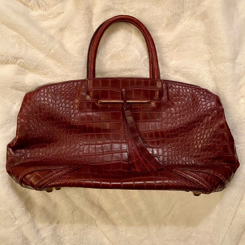 Brian Atwood Large Burgundy Leather Handbag